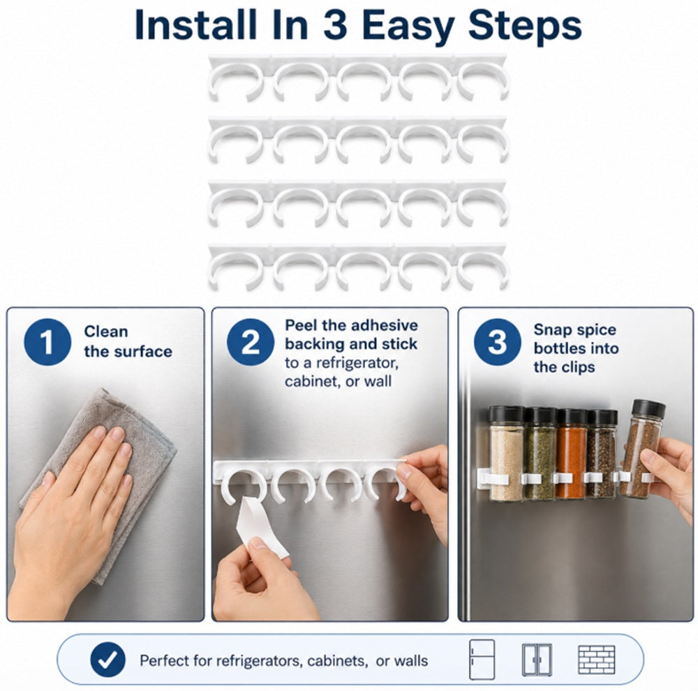 20-Clip Cabinet Door Spice Rack Organizer | TIKA