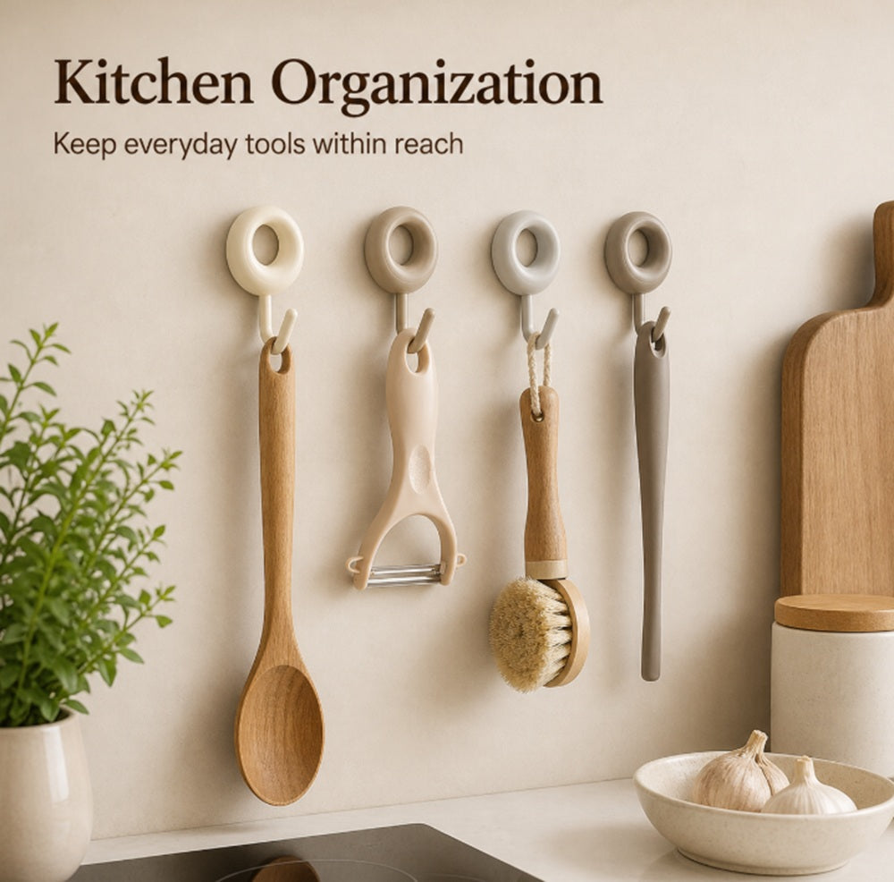 4-Pack Heavy-Duty Self-Adhesive Wall Hooks | TIKA