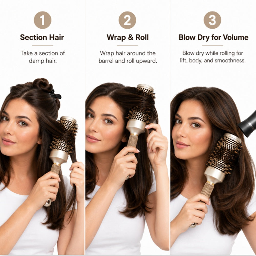 Ceramic Ionic Round Hair Brush for Blowout Styling | TIKA