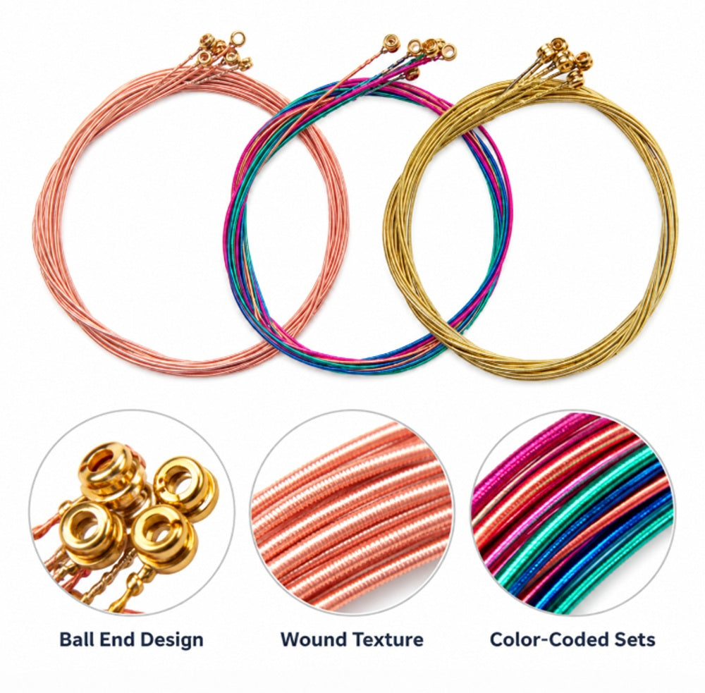 3 Sets Colorful Steel Acoustic Guitar Strings | TIKA