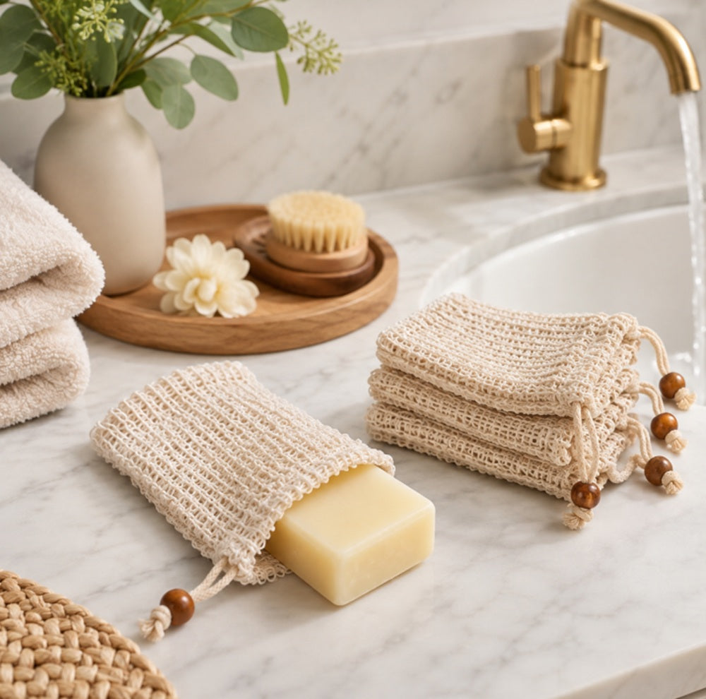 4-Pack Natural Sisal Soap Saver Bags | TIKA