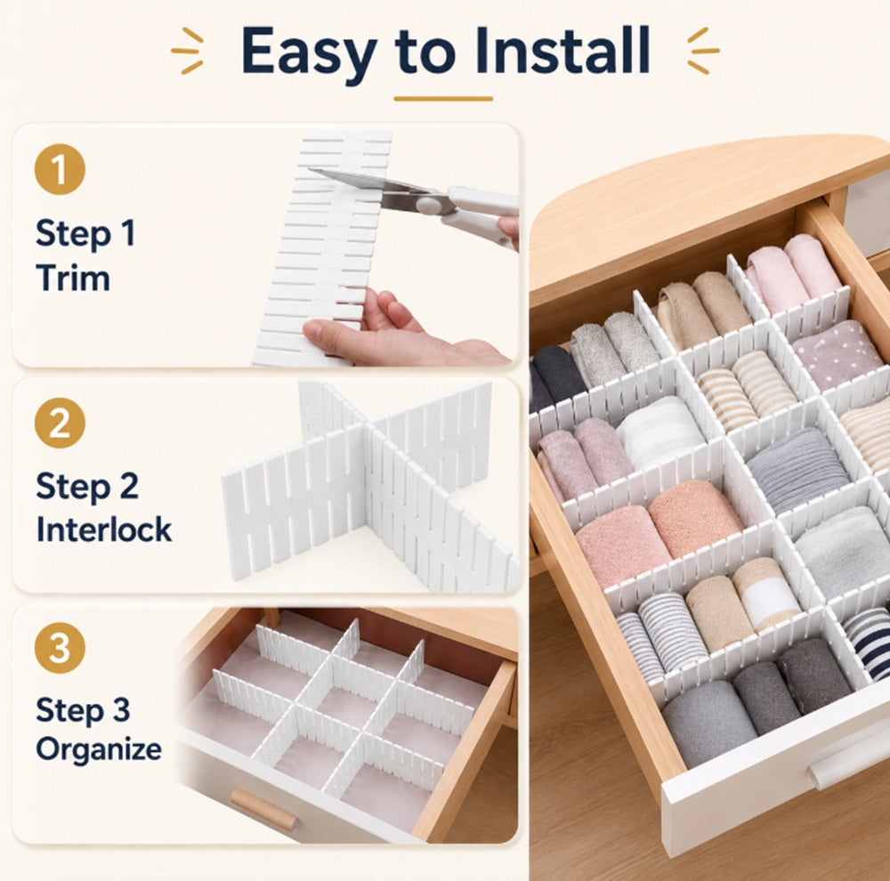8-Pack Adjustable Drawer Dividers | TIKA