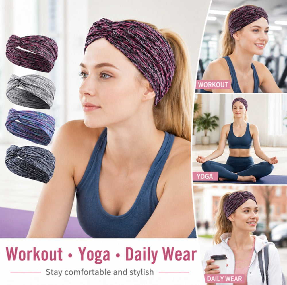 4-Pack Women's Elastic Turban Sports Headbands | TIKA