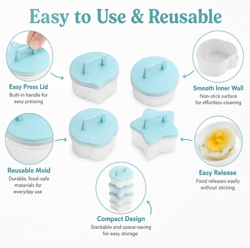 4-Pack Cartoon Egg Steamer Molds for Breakfast & Bento | TIKA