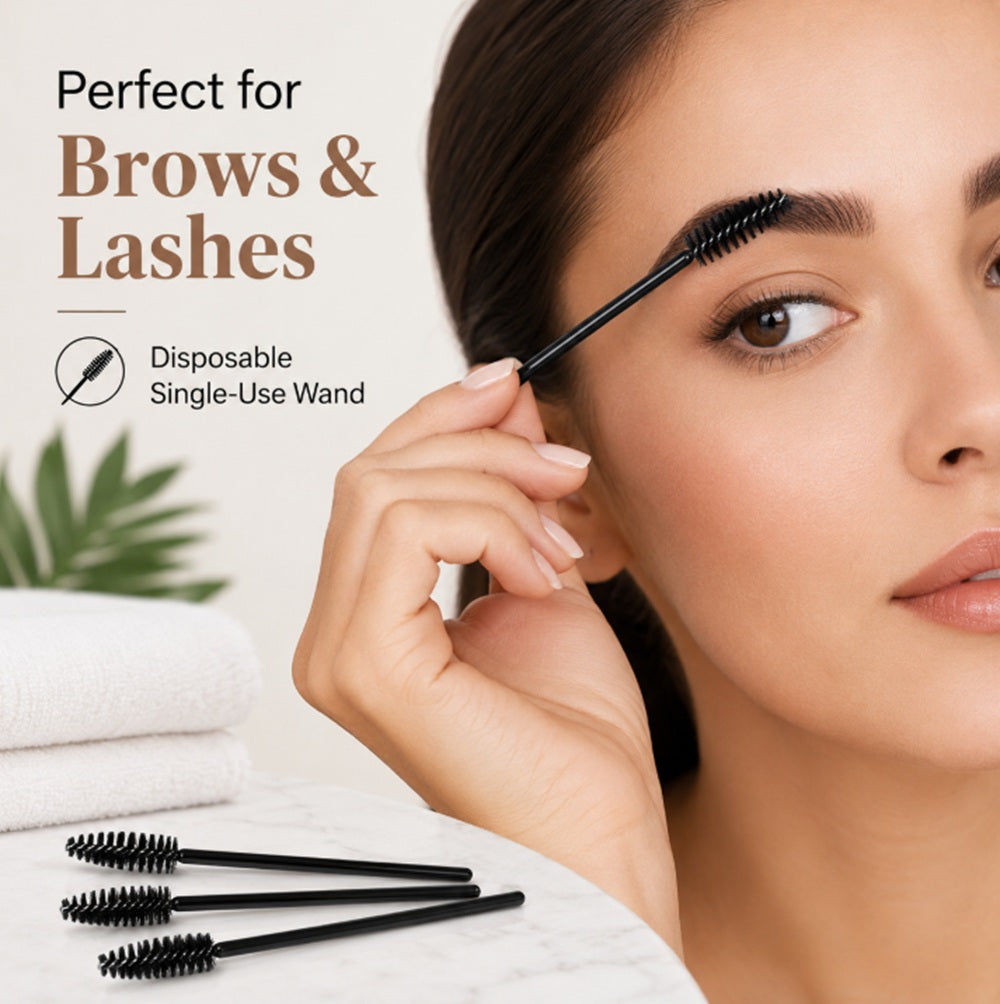 100-Pack Disposable Mascara Wands & Eyelash Spoolies | TIKA