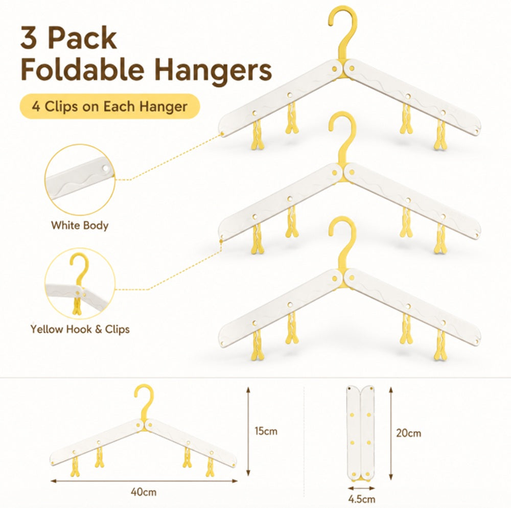 3-Pack Foldable Travel Clothes Hangers | TIKA