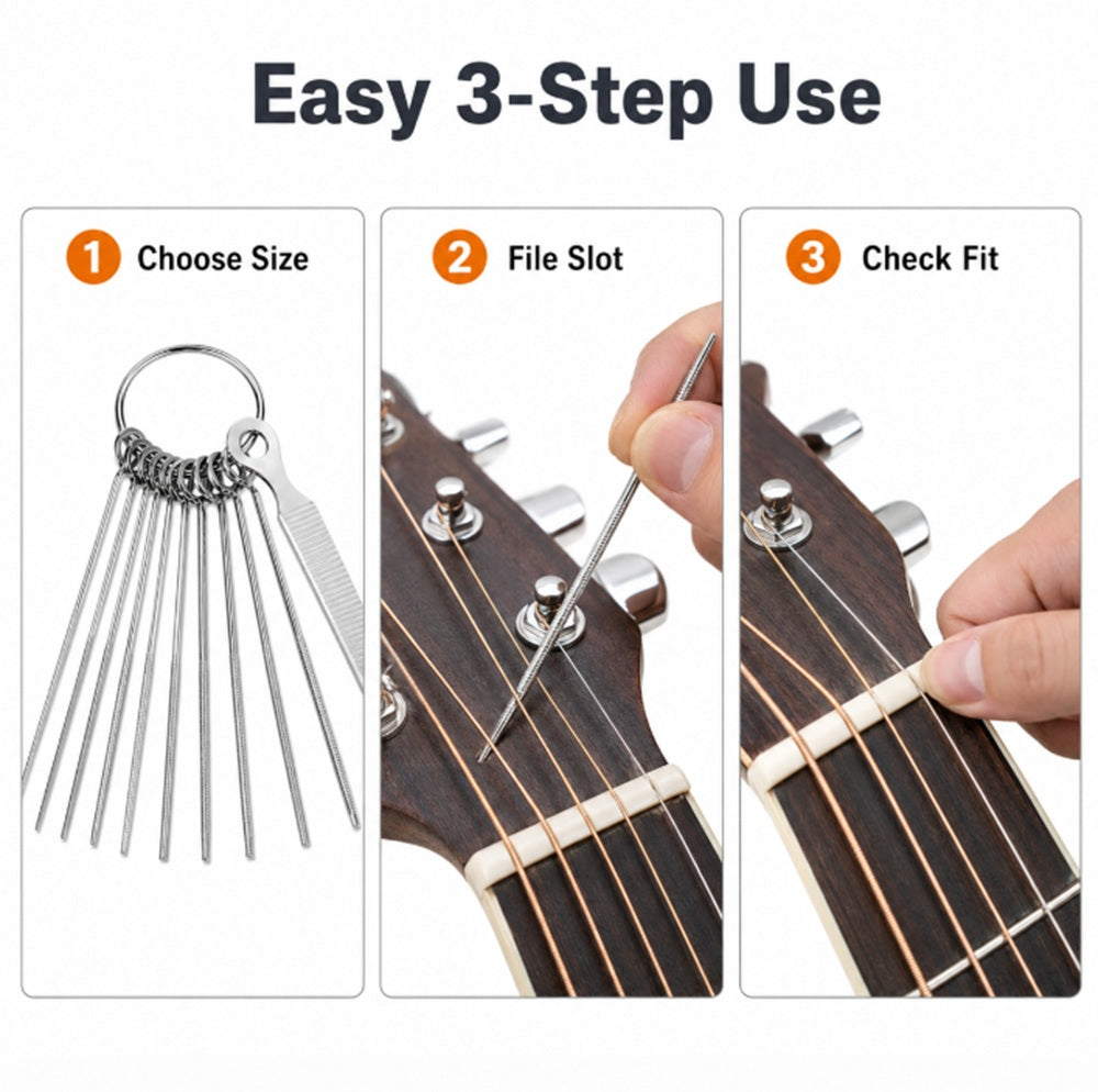 Guitar Nut Slotting Saw & File Kit for Repair & Setup | TIKA