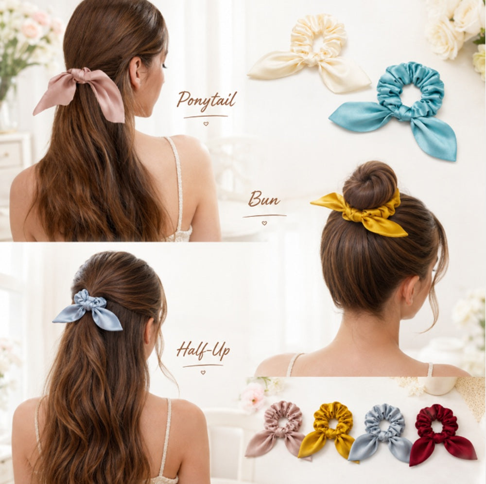 6-Piece Satin Scrunchie Hair Tie Set | TIKA