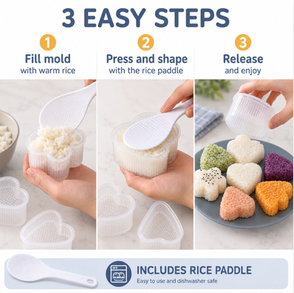 8-Piece Sushi & Onigiri Rice Ball Mold Set | TIKA