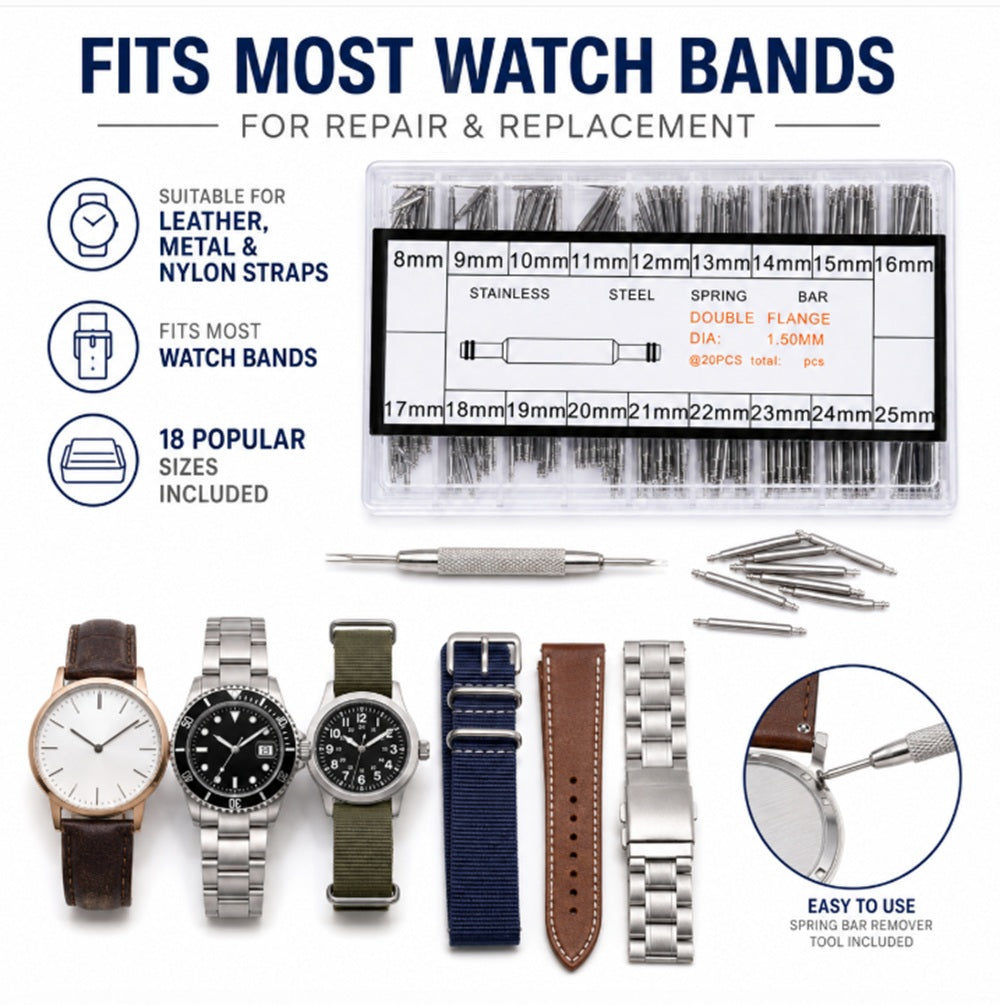 360-Piece Watch Band Spring Bar Kit with Remover | TIKA