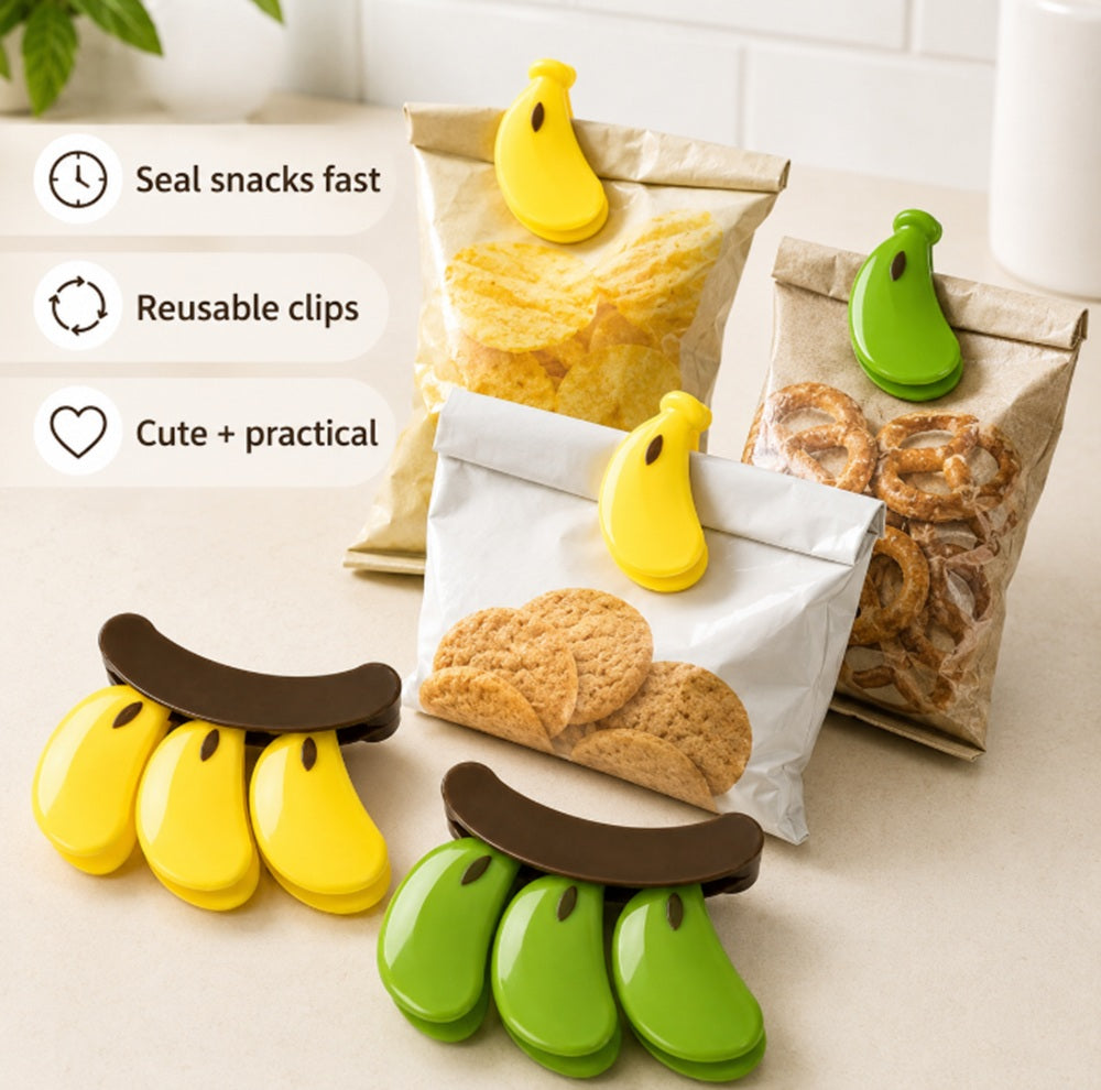 2-Pack Banana-Shaped Magnetic Bag Clips | TIKA