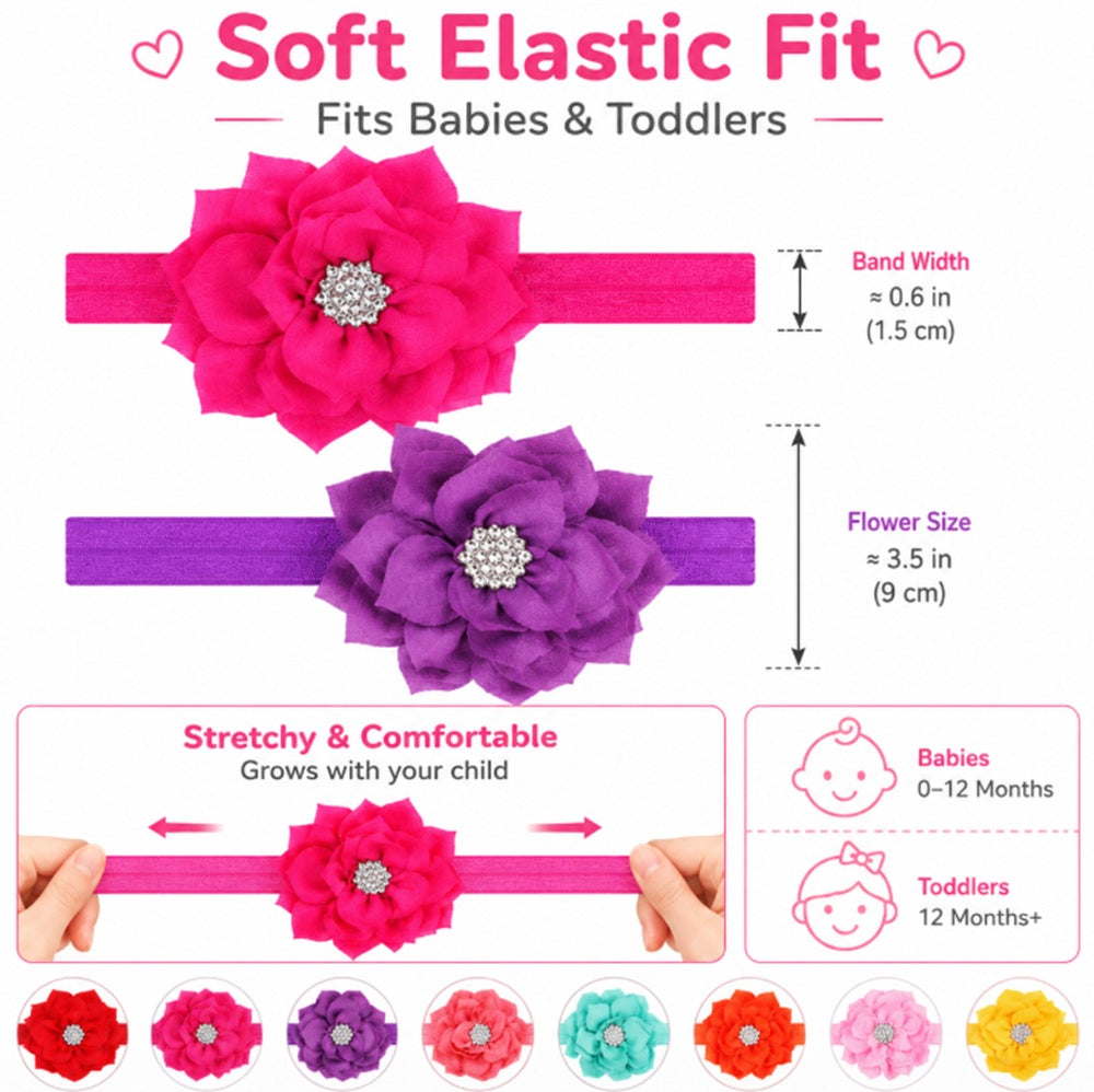 8-Piece Baby Girl Bow Headband Set | TIKA