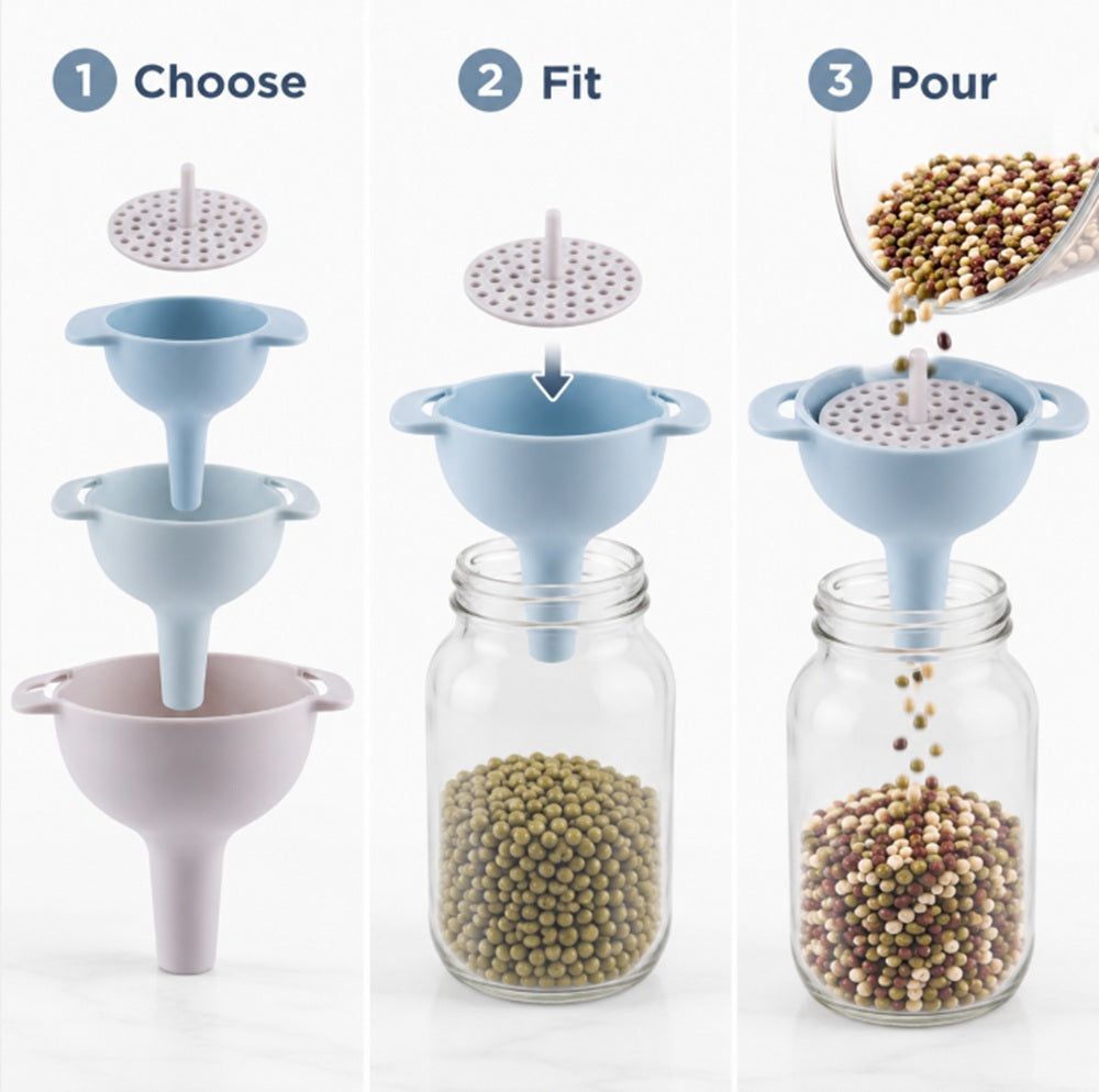 3-Piece Kitchen Funnel Set with Detachable Strainer | TIKA