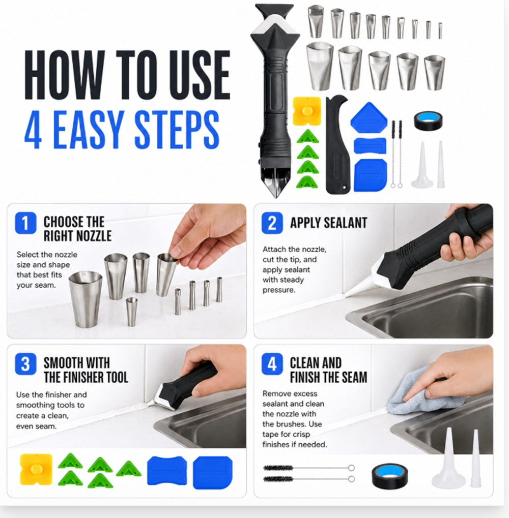 30-Piece Caulking Finisher Nozzle Set | TIKA