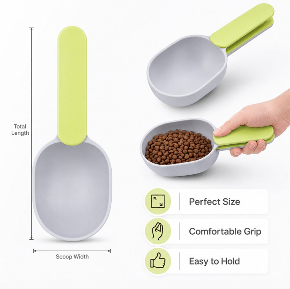 Pet Food Scoop with Bag Sealing Clip | TIKA