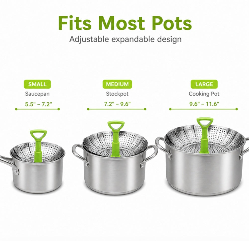 5.5–9 in Folding Stainless Steel Steamer Basket | TIKA