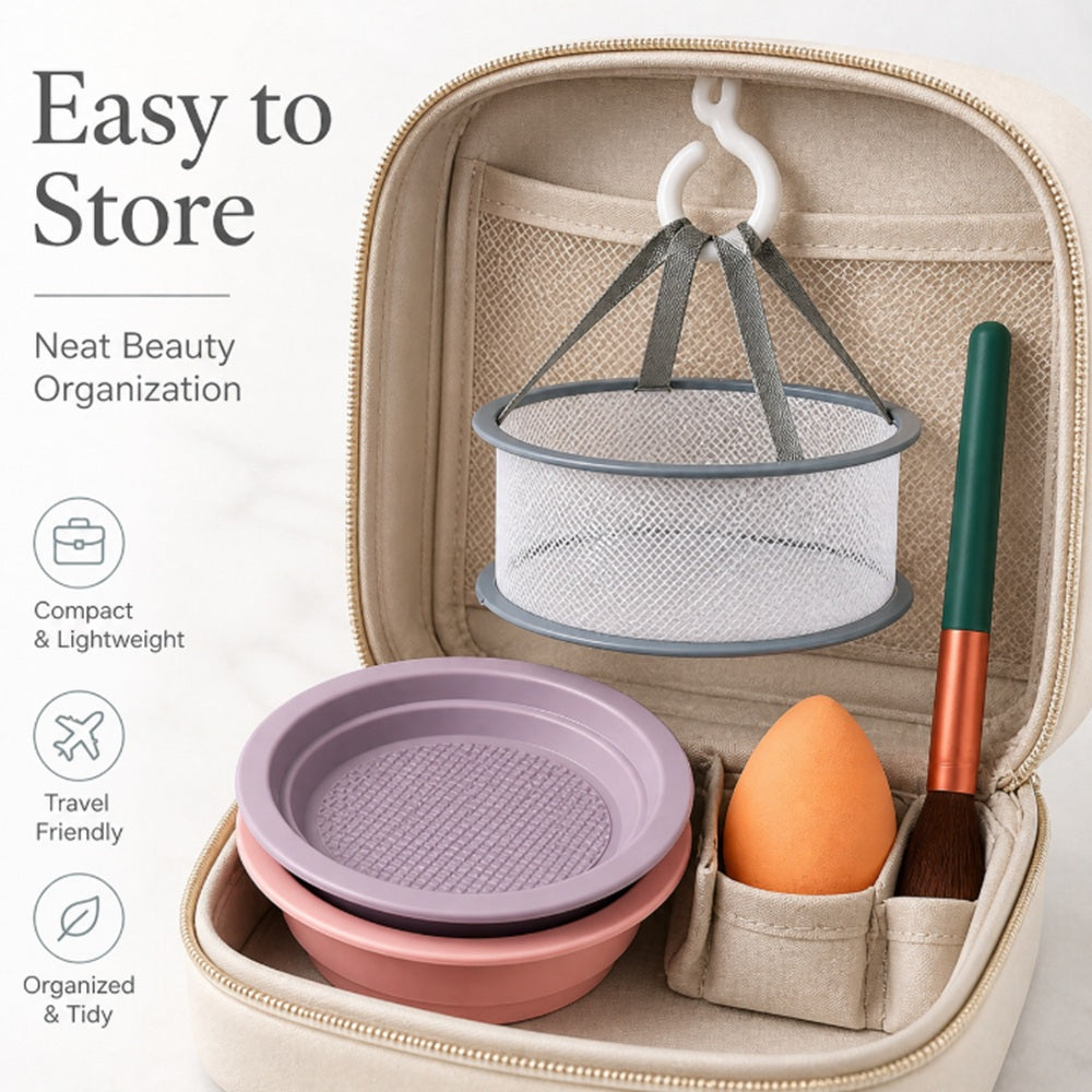 2-Pack Foldable Silicone Makeup Brush Cleaner Bowls | TIKA