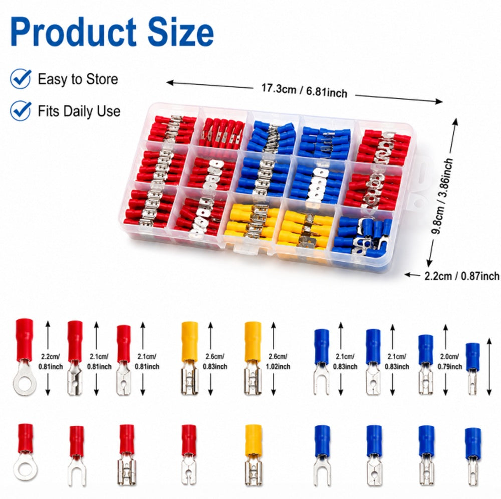 280-Piece Insulated Spade Crimp Terminal Kit | TIKA