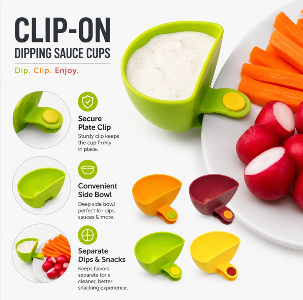 4-Pack Clip-On Dip Bowls for Plates | TIKA