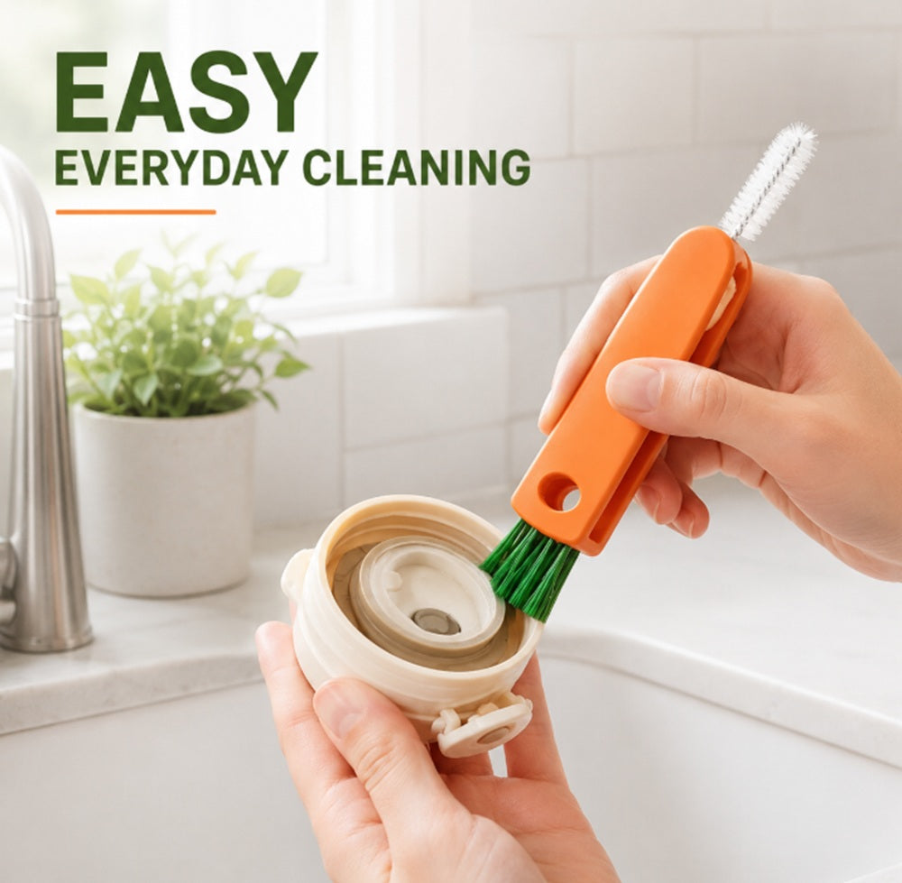 3-in-1 Bottle Cap, Cup Lid & Straw Cleaning Brush | TIKA