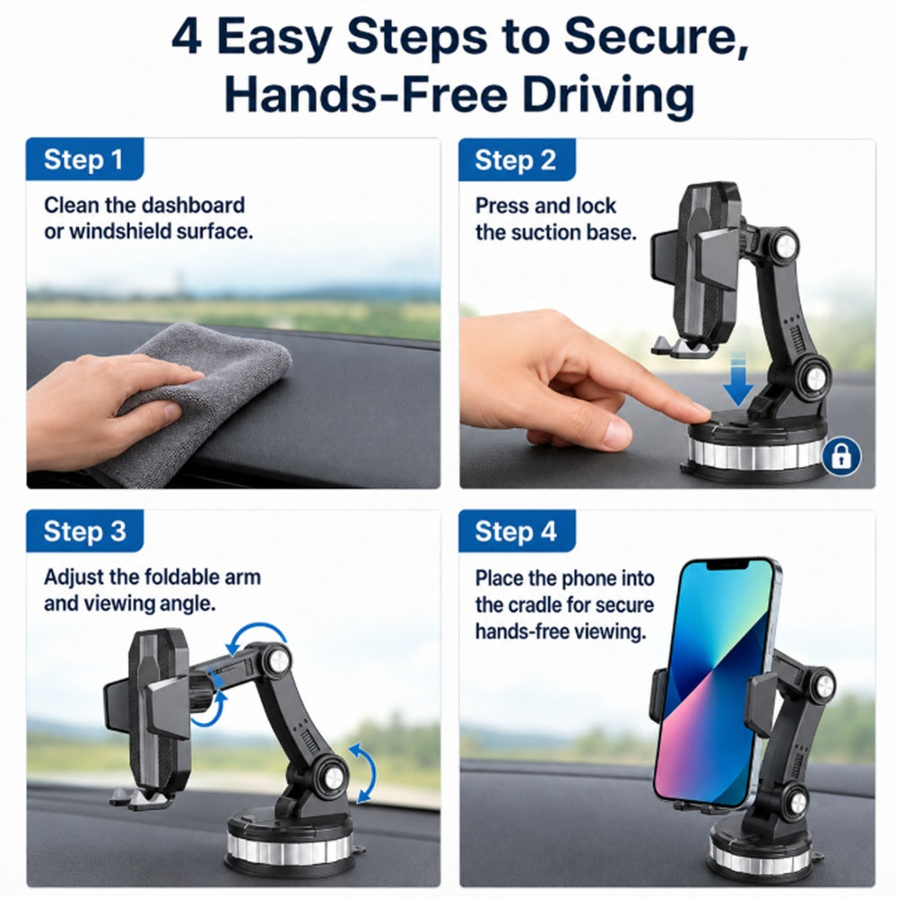 2-in-1 360° Car Phone Mount for Vent & Dashboard | TIKA