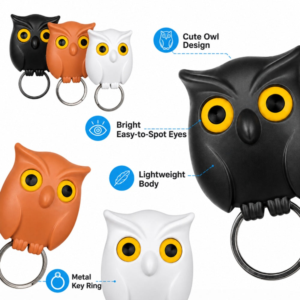 3-Piece Owl Key Hanger Set with Moving Eyes | TIKA