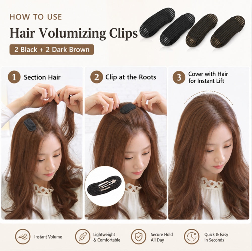 4-Pack Sponge Hair Volume Inserts with Clips | TIKA