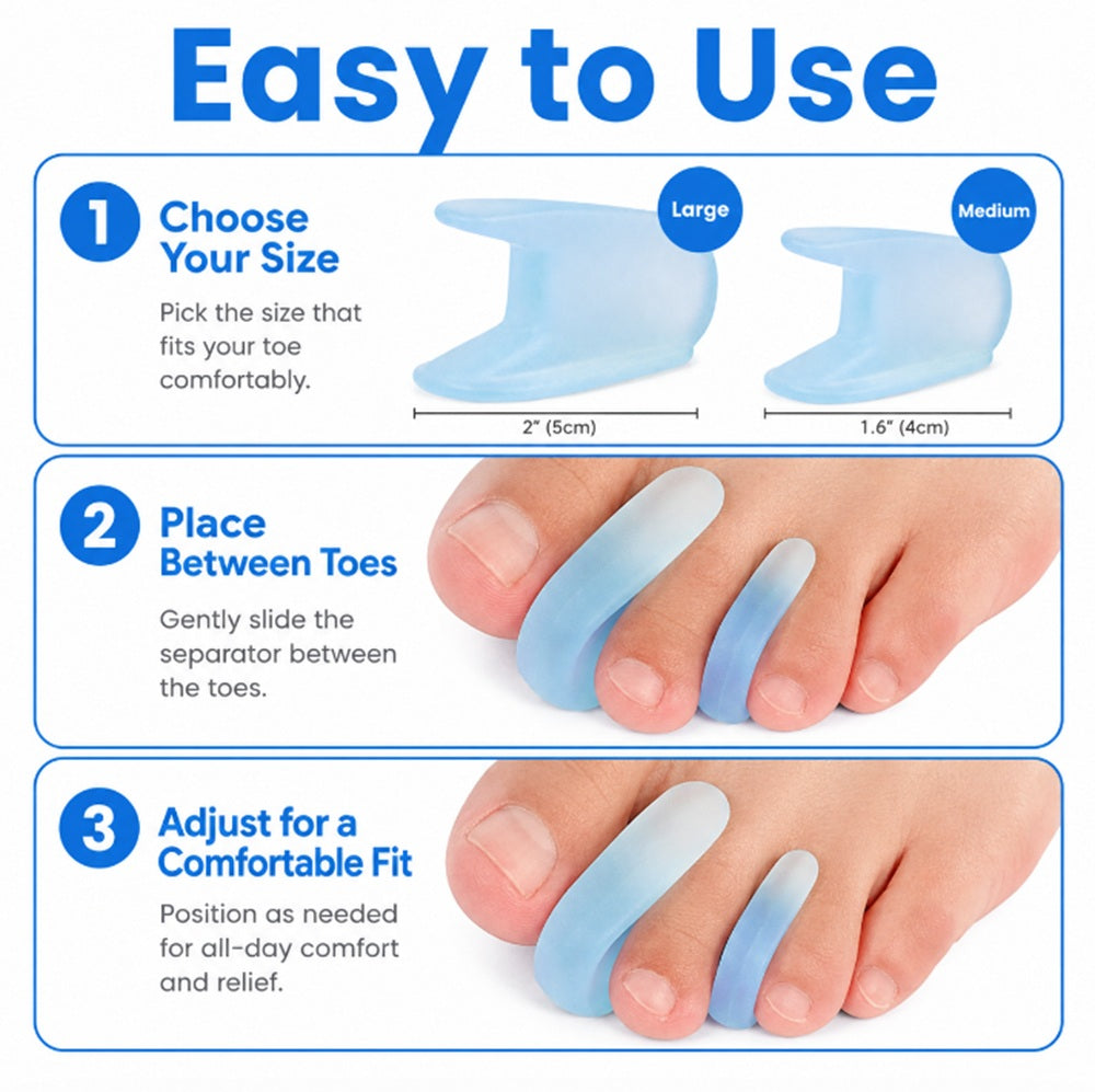 2-Pair Reusable Silicone Gel Toe Separators | TIKA
