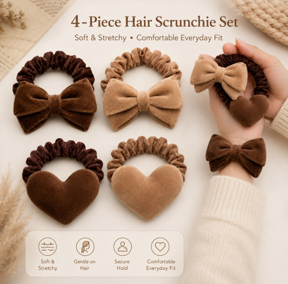 4-Pack Girls' Bow Hair Ties & Ponytail Holders | TIKA