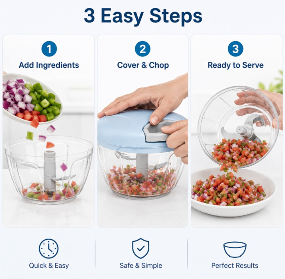 Hand-Pull Manual Food Chopper for Onion & Garlic | TIKA