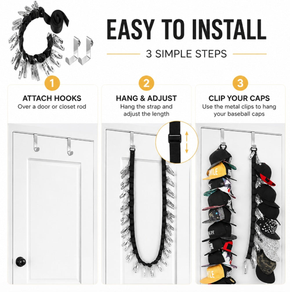 20-Hook Wall & Door Hat Rack Organizer | TIKA