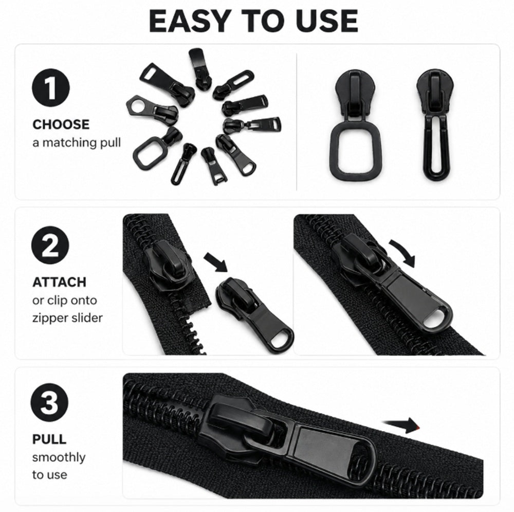 12-Pack Metal Zipper Slider Replacement Kit | TIKA