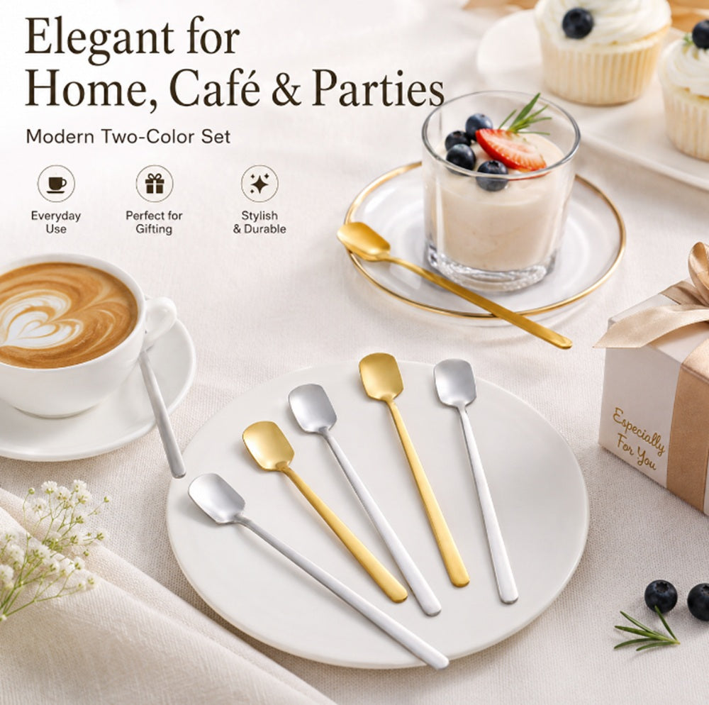 6-Pack 5.7-Inch Stainless Steel Iced Tea & Coffee Spoons | TIKA