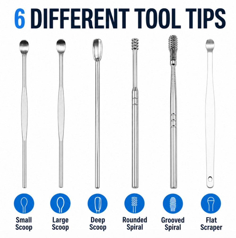 6-Piece Ear Cleaning Spoon & Pick Tool Set | TIKA