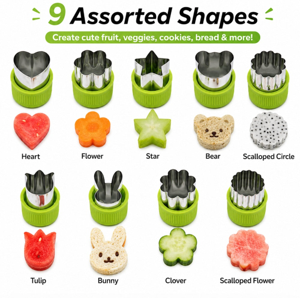9-Piece Stainless Steel Mini Fruit & Cookie Cutter Set | TIKA