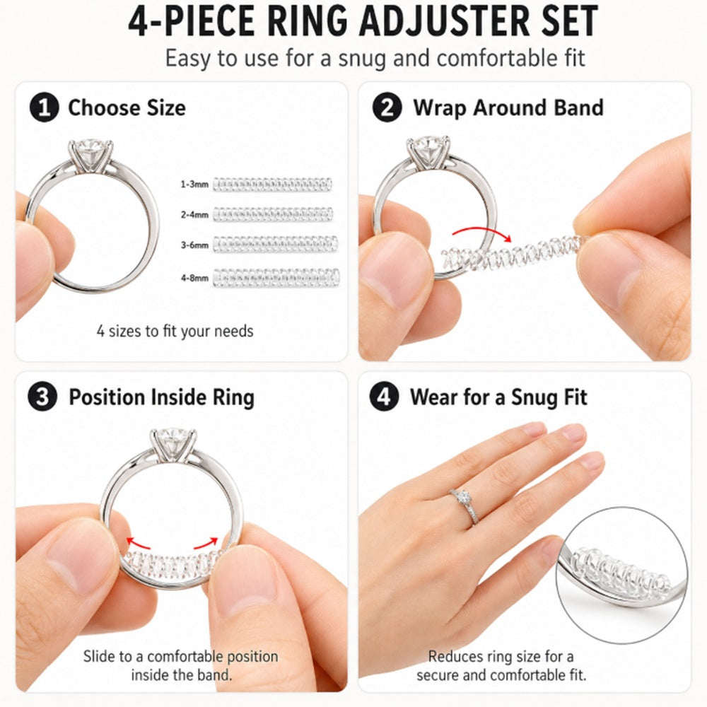 4-Piece Clear Ring Size Adjusters | TIKA