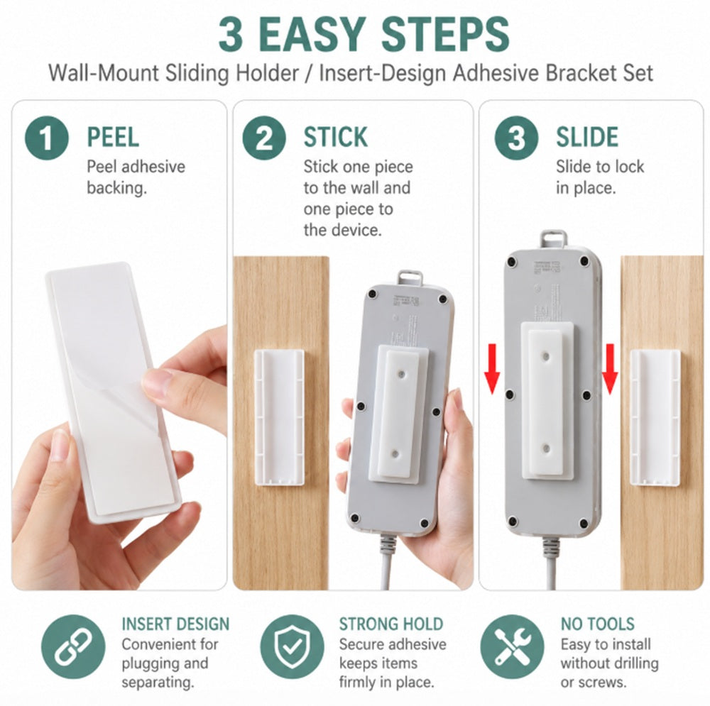 4-Pack Self-Adhesive Power Strip Holders | TIKA