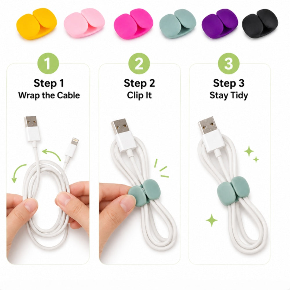6-Pack Silicone Cable Organizer Clips | TIKA