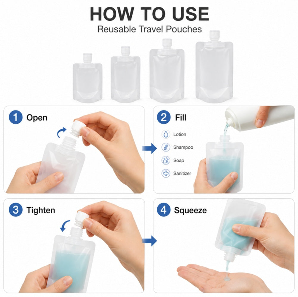 12-Pack Clear Clamshell Travel Makeup Pouches | TIKA