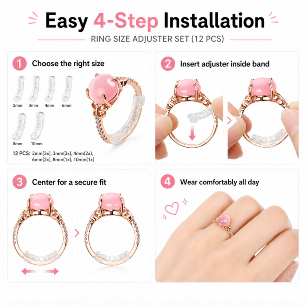 12-Pack Clear Silicone Ring Size Adjusters | TIKA