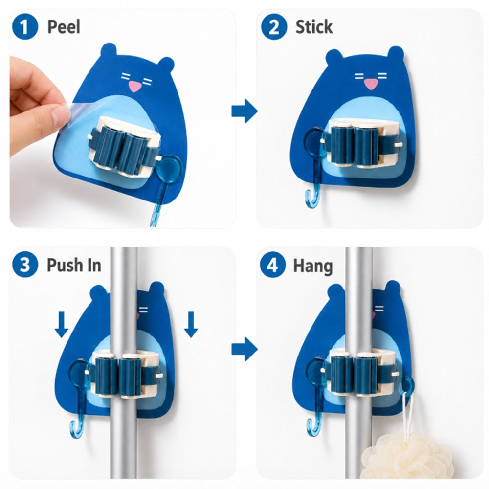 4-Pack Self-Adhesive Mop & Broom Holders with Hooks | TIKA