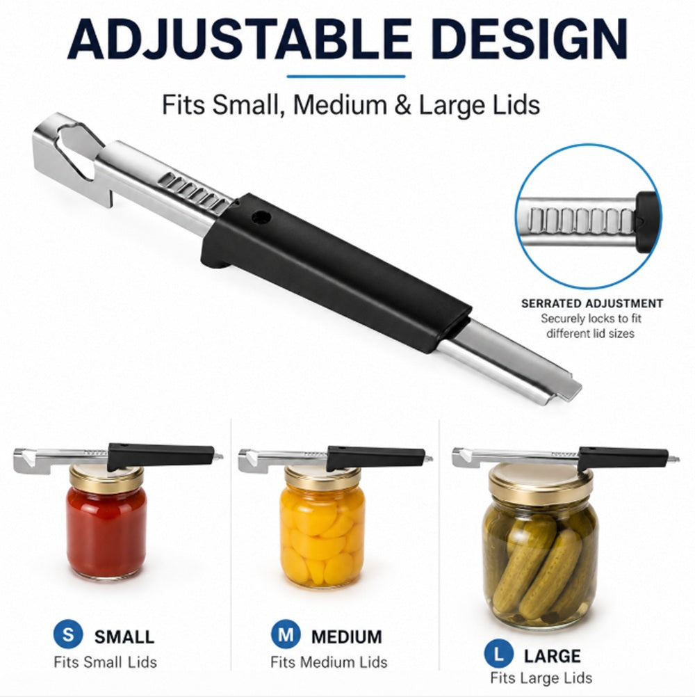 Adjustable Stainless Steel Jar Opener for Seniors & Weak Hands | TIKA