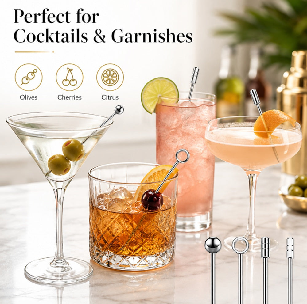 8-Piece Stainless Steel Cocktail Pick Set | TIKA
