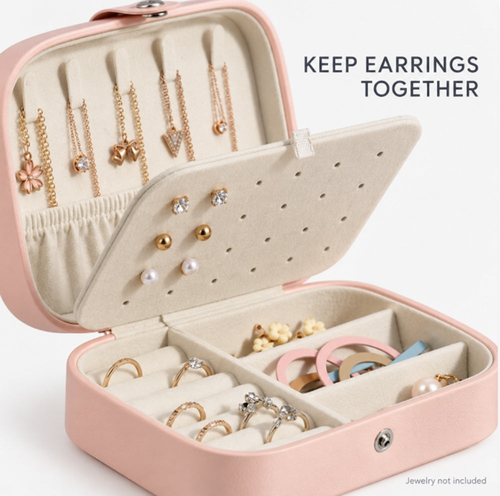 Compact Leather Travel Jewelry Organizer Box | TIKA