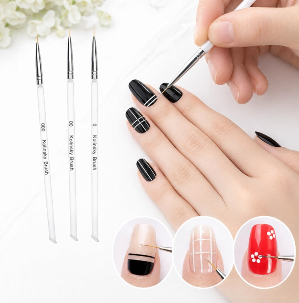 3-Pack Fine Liner Nail Art Brushes | TIKA