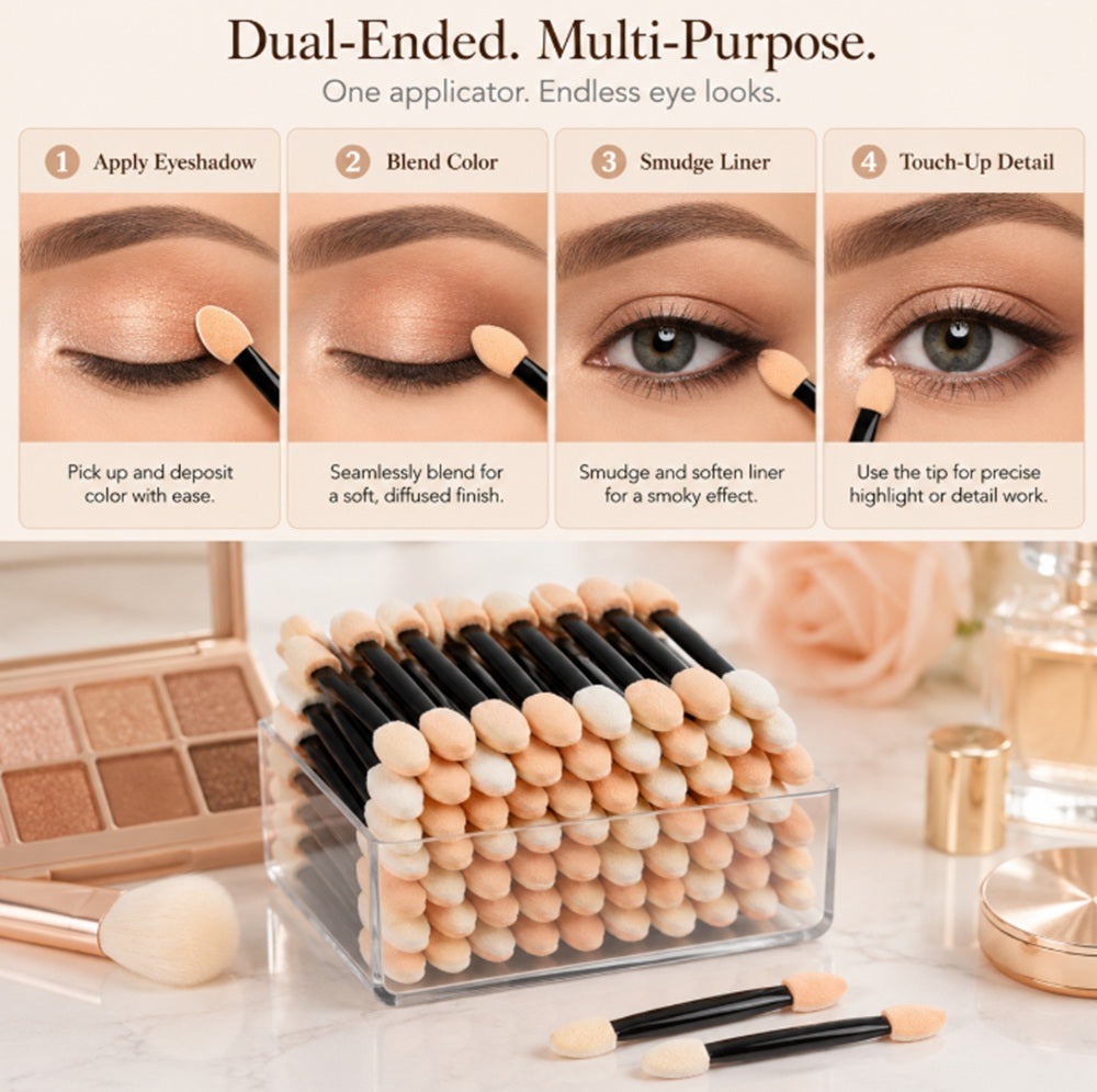 100-Pack Dual-Ended Disposable Eyeshadow Applicators | TIKA