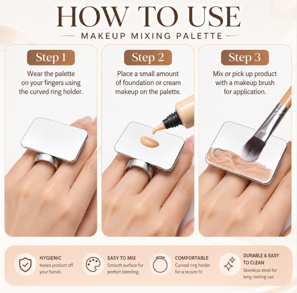 Stainless Steel Makeup Mixing Palette & Spatula | TIKA