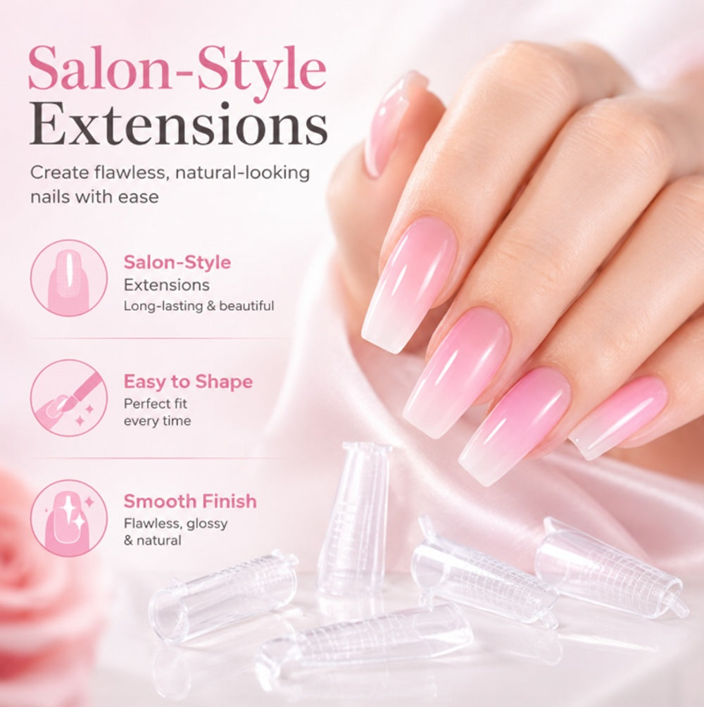 100-Pack Clear Dual Form Nail Molds | TIKA