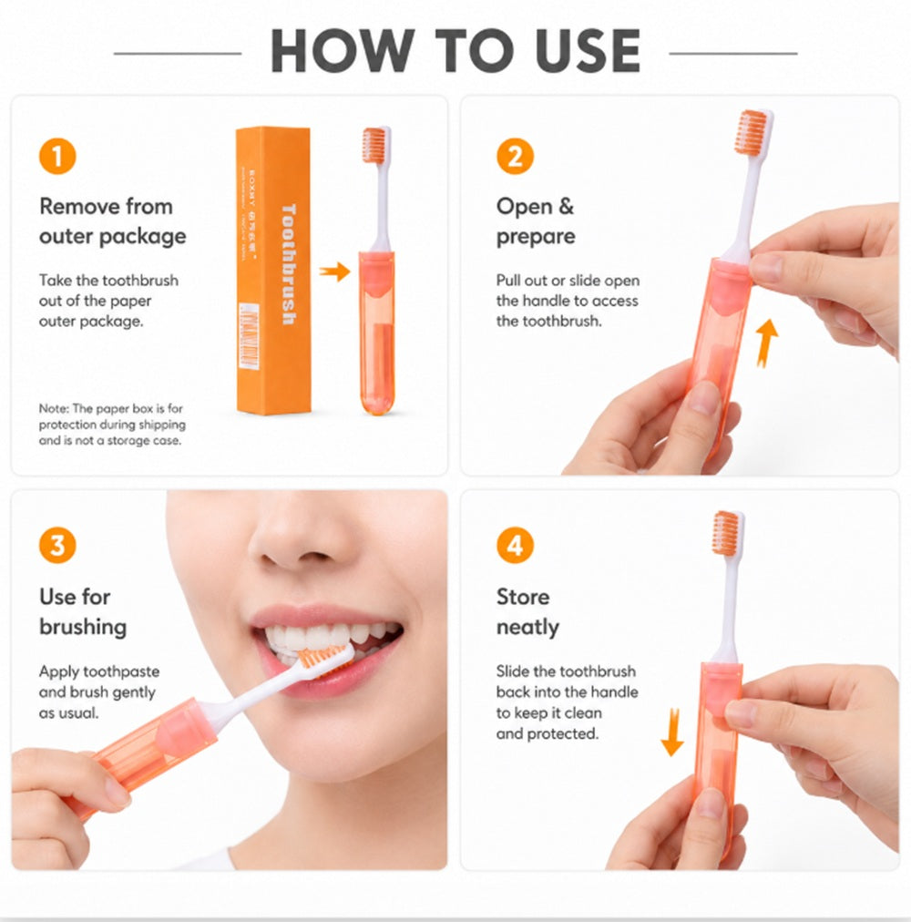 4-Pack Folding Travel Toothbrushes | TIKA