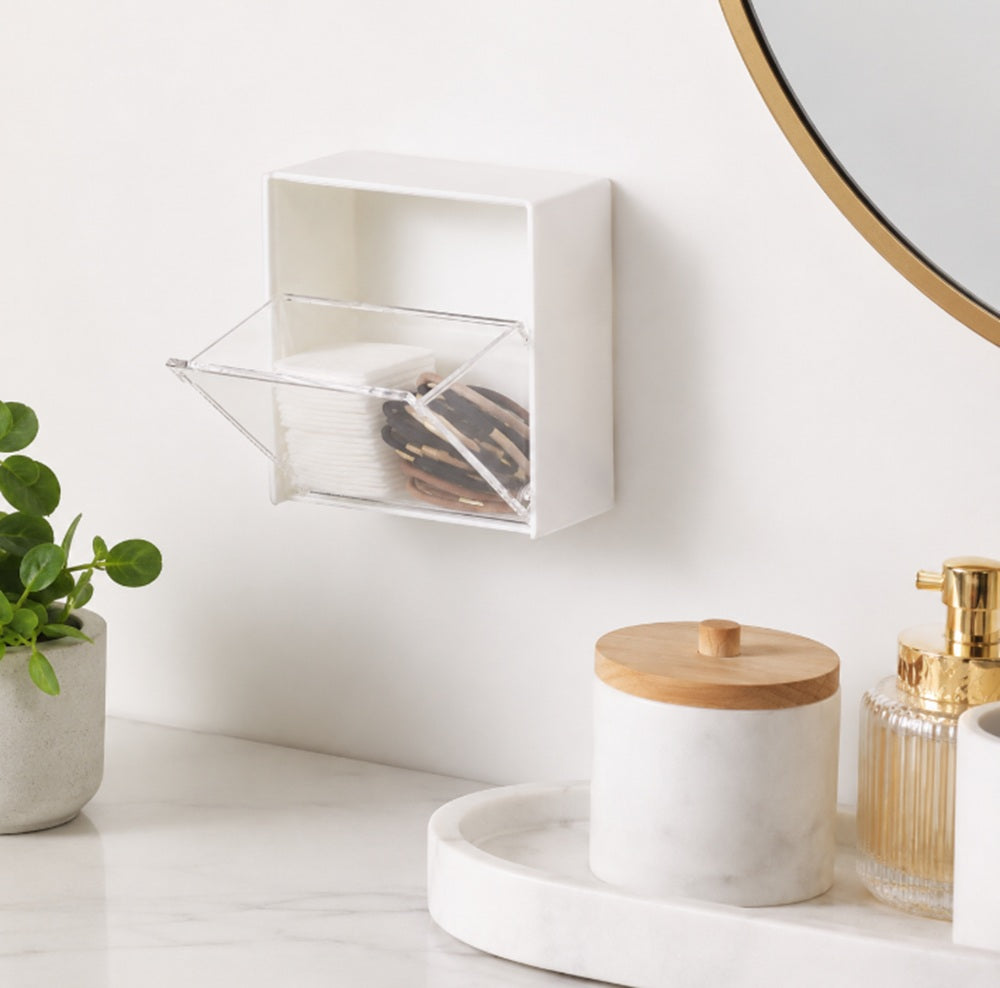 Wall-Mounted Cotton Swab Holder with Clamshell Lid | TIKA